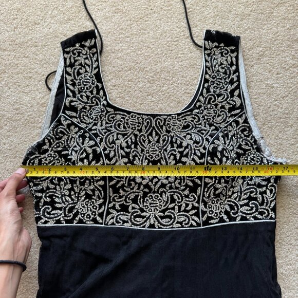 [LIKE NEW] Indian Pakistani Anarkali Gown Salwar Ethnic Suit Black Silver Small - Picture 3 of 12